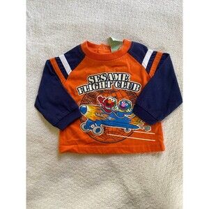 Y2K Vintage Sesame Flight Club Long Sleeve Tee – Elmo & Grover – 6/9M